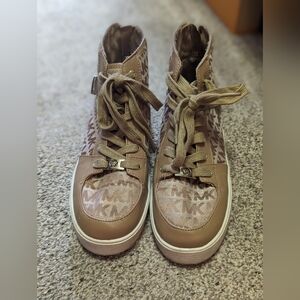 Michael Kors High-Top Sneakers in Brown and Tan